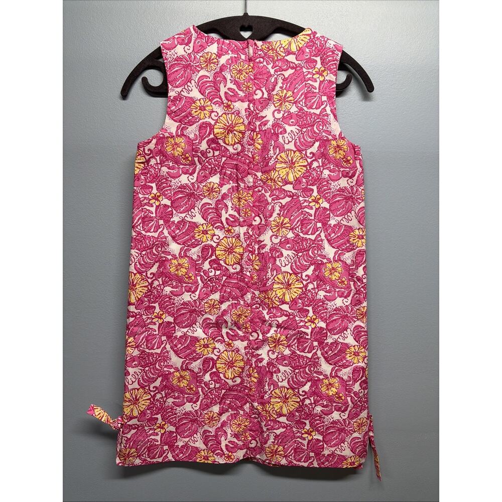 Lilly Pullitzer CHUM BUCKET Shift Dress Shell Crab Girls 12 Pink White Yellow - Picture 4 of 7